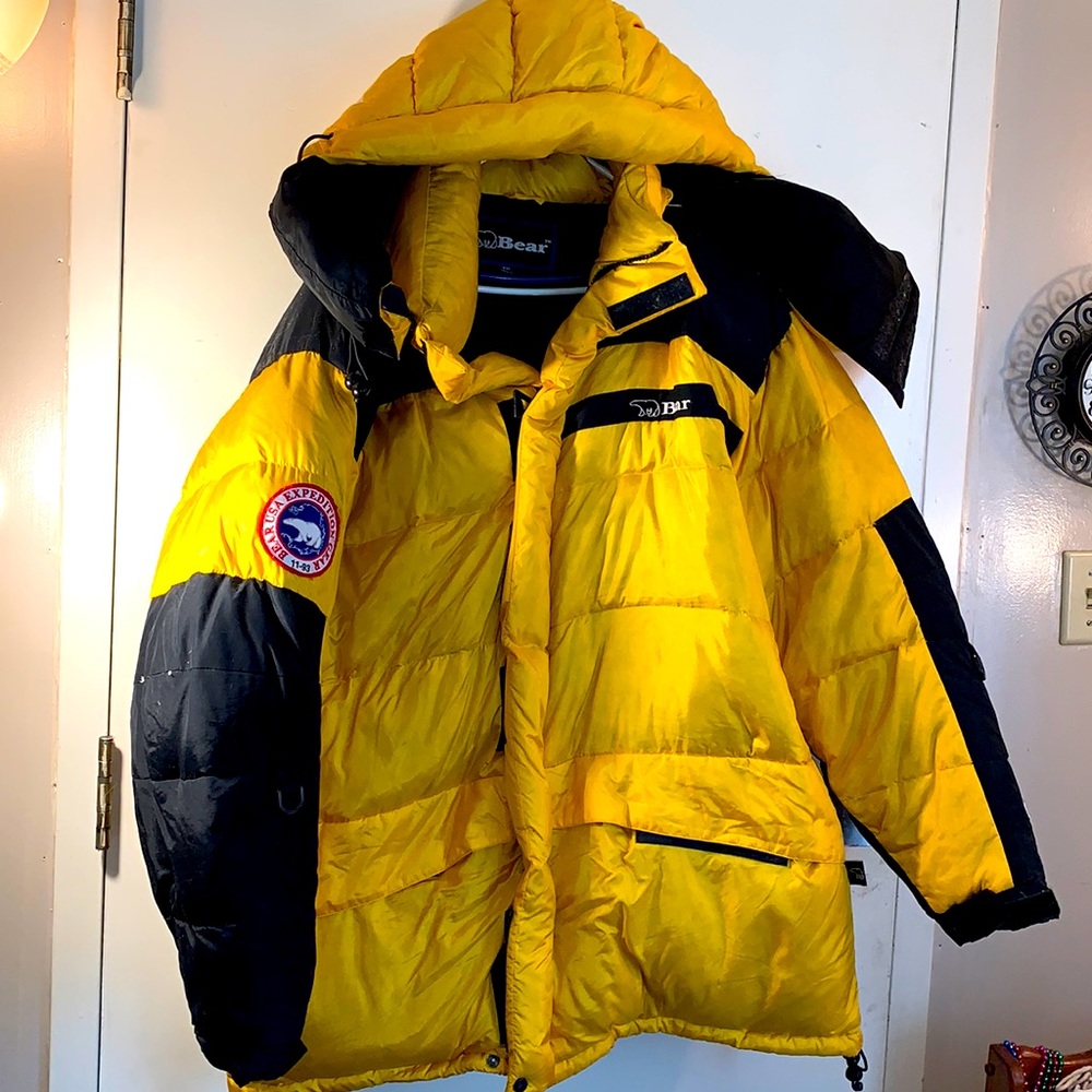 COPY - Bear Jacket Men XXL Down Filled Yellow and Black. washable Vintage Detac…